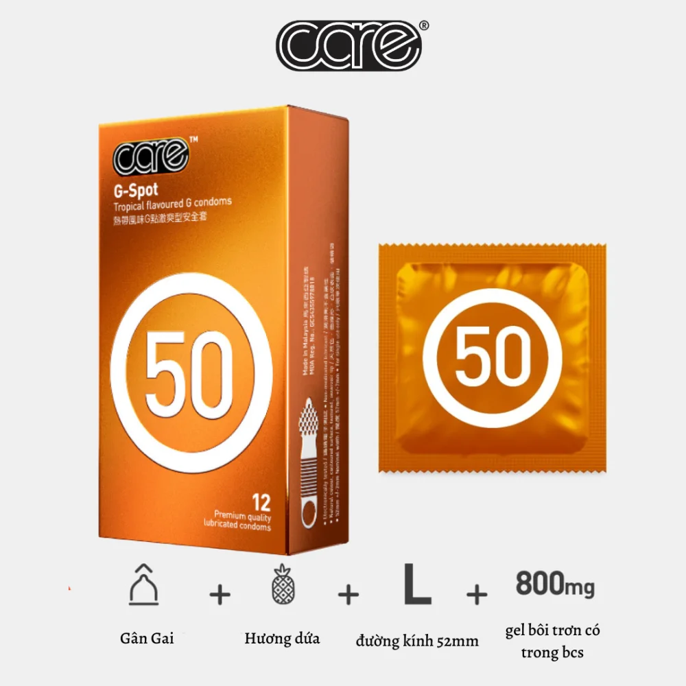 Bao cao su siêu mỏng CARE 50 hộp 12 bcs