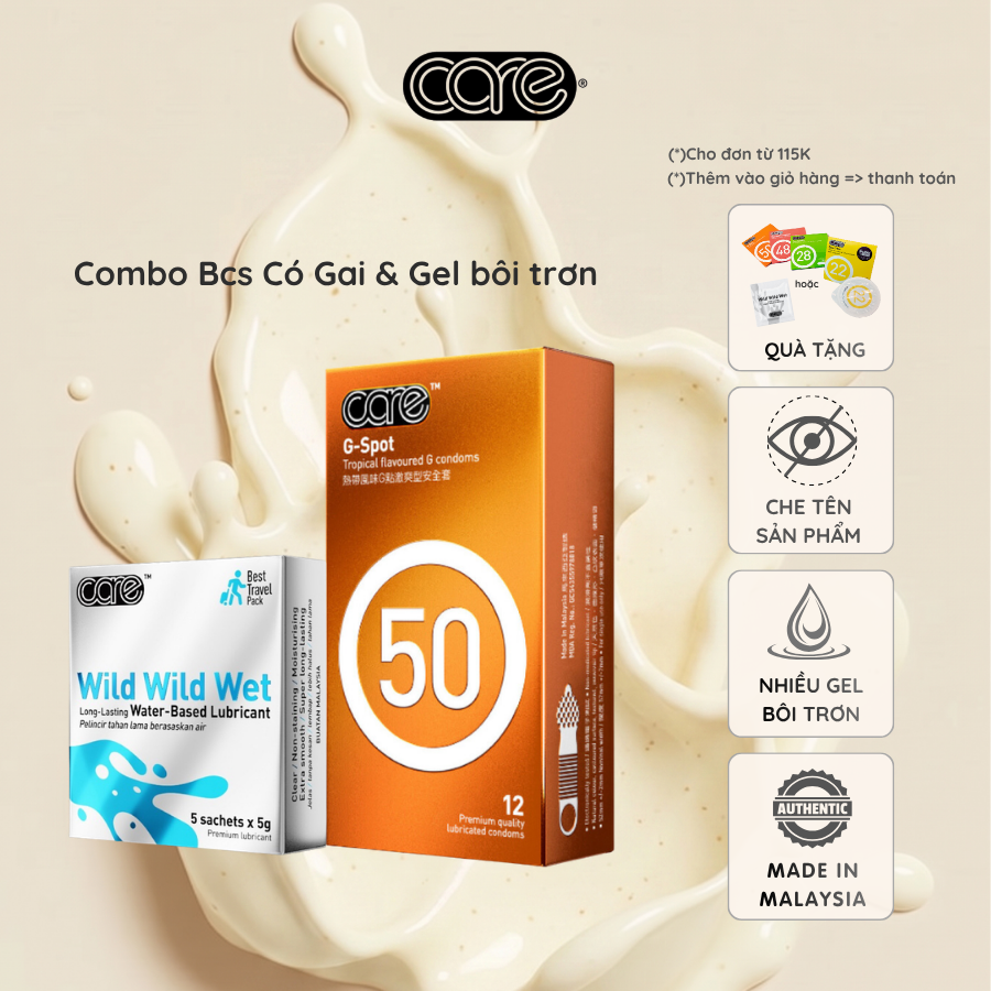 Combo sản phẩm Care 50 và Gel bôi trơn