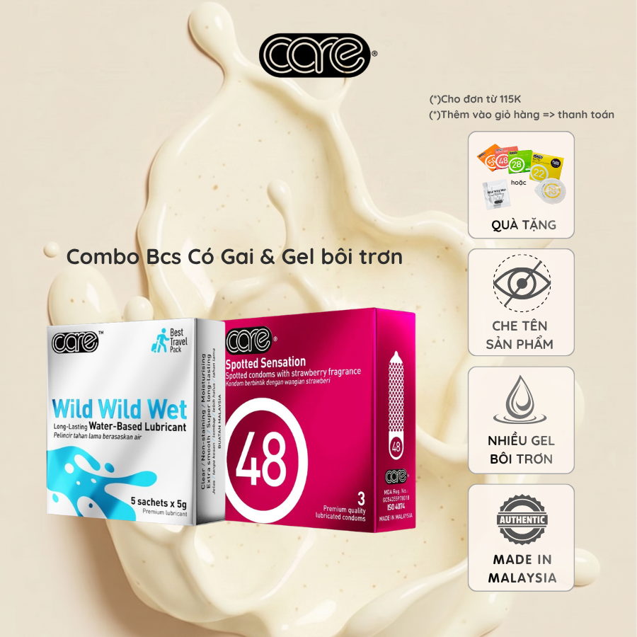Combo sản phẩm Care 48 và Gel bôi trơn