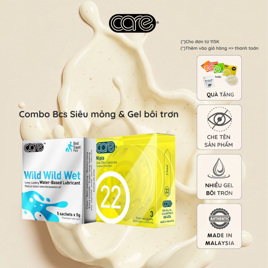 Combo sản phẩm Care 22 và Gel bôi trơn