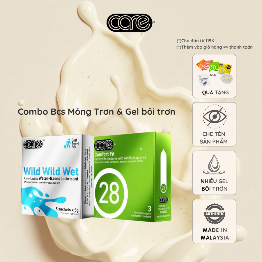 Combo sản phẩm Care 28 và Gel bôi trơn