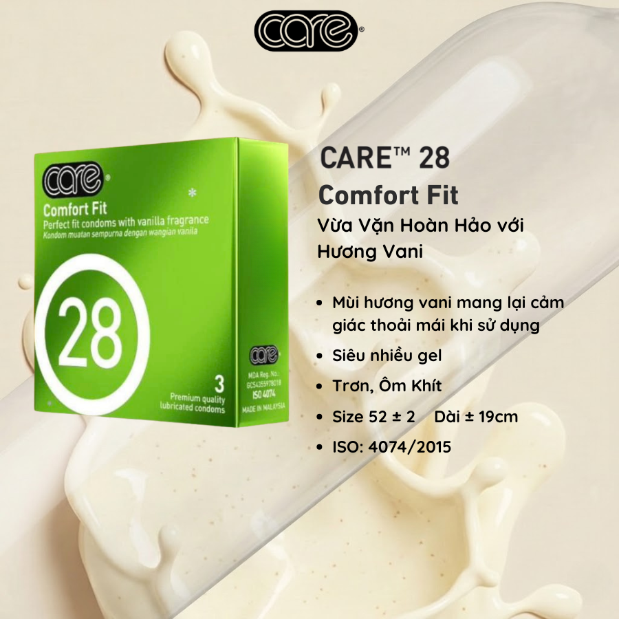 Alternative view of Combo Bao cao su mỏng trơn CARE 28 hộp 3 bcs + Gel bôi trơn Wild Wild Wet hộp 5 gói