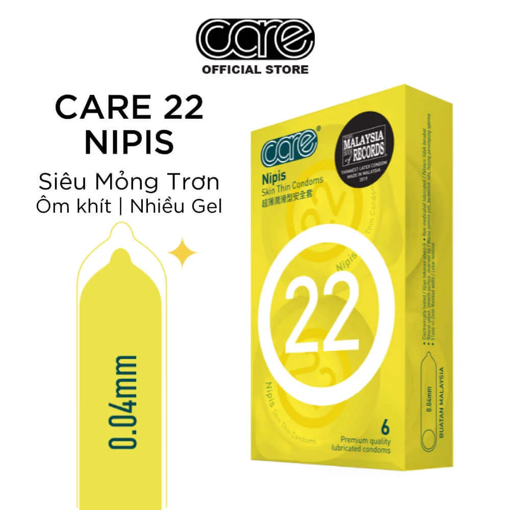 Bao cao su siêu mỏng CARE 22 hộp 6 bcs