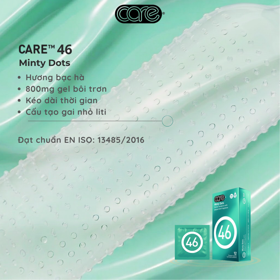 Alternative view of Bao Cao Su Kéo Dài Quan Hệ CARE 46, Có Gai Hương Bạc Hà - Hộp 12 cái