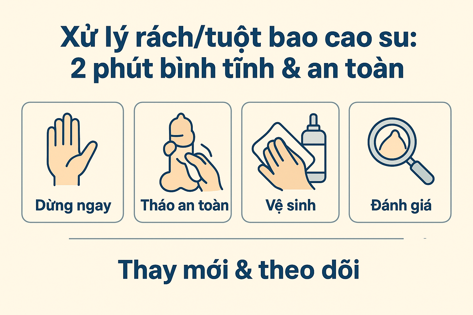 xử lý rách tuột bao cao su